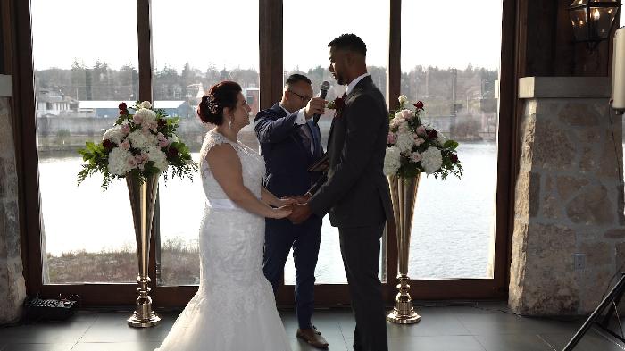 Katie and Andrew's wedding live stream ceremony in Hamilton, Ontario. 